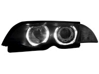 Faróis Angel eyes para   BMW E46 4d 98-01 _ 2 LED halo rims _ black