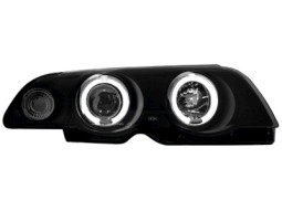 Faróis Angel eyes para   BMW E46 4d 98-01 _ 2 LED halo rims _ black