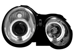 Faróis Angel eyes para Mercedes Benz C208 CLK 06.97-06.02 2 aneis