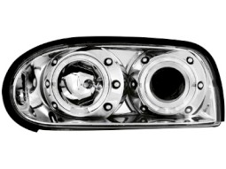 Faróis Angel eyes para  VW Golf III 92-98 _ com 2 angel eyes _ chrome