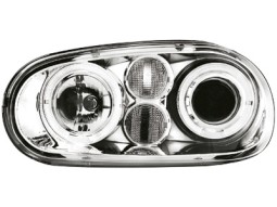 Faróis Angel eyes para VW Golf IV 97-04 _ com 2 angel eyes _ chrome