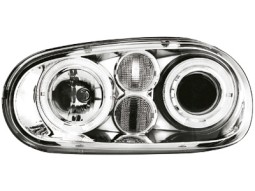 Faróis Angel eyes para  VW Golf IV 97-04 _ com 2 angel eyes _ chrome