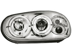 Faróis Angel eyes para VW Golf IV 97-04 _ com 2 angel eyes _ chrome