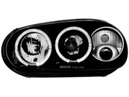 Faróis Angel eyes para  VW Golf IV 97-04 _ com 2 angel eyes _ black