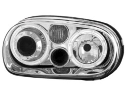 Faróis Angel eyes para VW Golf IV 97-04 _ com 2 angel eyes _ chrome