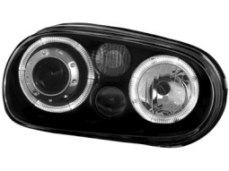 Faróis Angel eyes para  VW Golf IV 97-04 _ com 2 angel eyes _ black