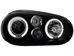 Faróis Angel eyes para VW Golf IV 97-04 _ com 2 angel eyes _ black