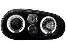 Faróis Angel eyes para  VW Golf IV 97-04 _ com 2 angel eyes _ black