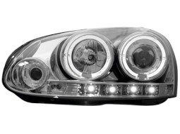 Faróis Angel eyes para VW Golf V 03-09 _ com 2 angel eyes _ chrome