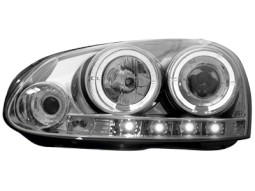 Faróis Angel eyes para  VW Golf V 03-09 _ com 2 angel eyes _ chrome