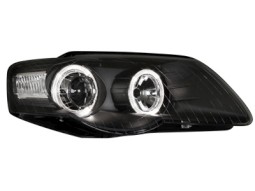 Faróis Angel eyes para VW Passat 3C 05+ _ com 2 angel eyes _ EHC-motor _ blac